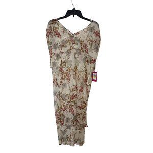 NWT Vince Camuto Medium Floral Sheer Coverup Dress With Tie Sleeves & V-Neck